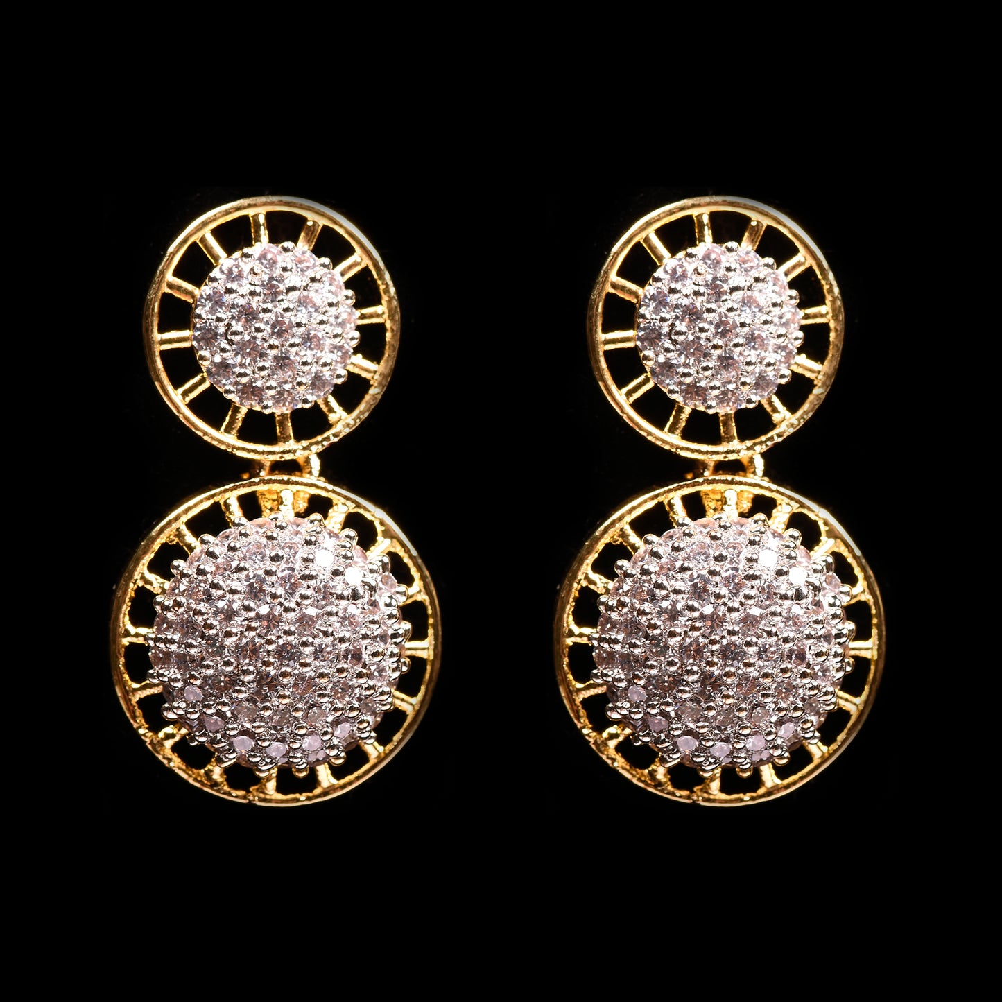 Ornapp Cubic zirconia Circle design Necklace set| Premium range| American diamond set