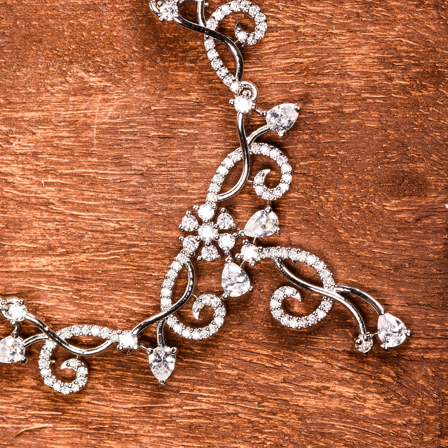 Ornapp Cubic zirconia Flower studded design Necklace set| Premium range| American diamond set