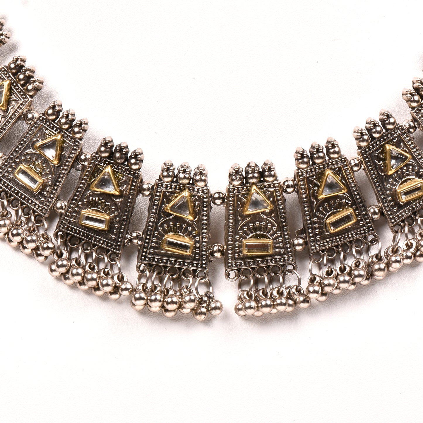 Ornapp Oxidized Special Triangle and Rectangle Mirror Necklace| Dainty Jewelry| Oxidized collection