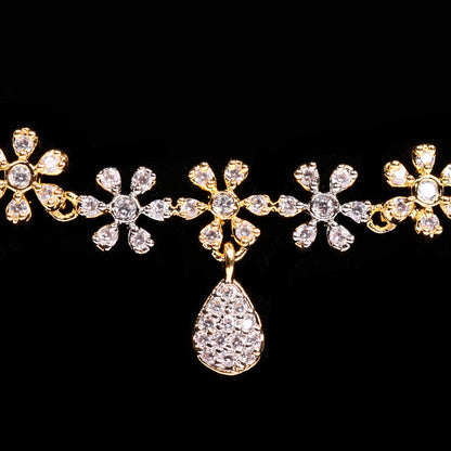 Ornapp Cubic zirconia Elegant Flower design Necklace set| Special range| American diamond set
