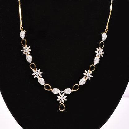 Ornapp Cubic zirconia Flower with special design Necklace set| Premium range| American diamond set