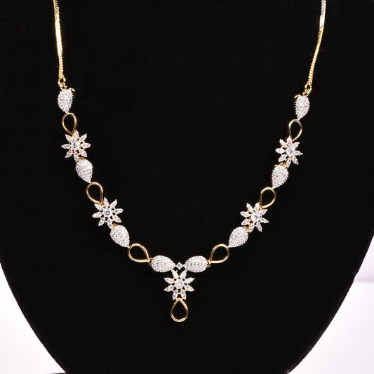 Ornapp Cubic zirconia Flower with special design Necklace set| Premium range| American diamond set