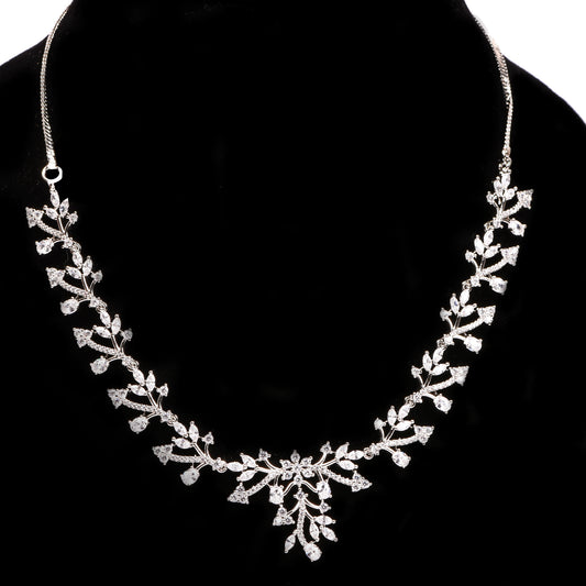 Ornapp Cubic zirconia Mirror Flower design Necklace set| Premium range| American diamond set