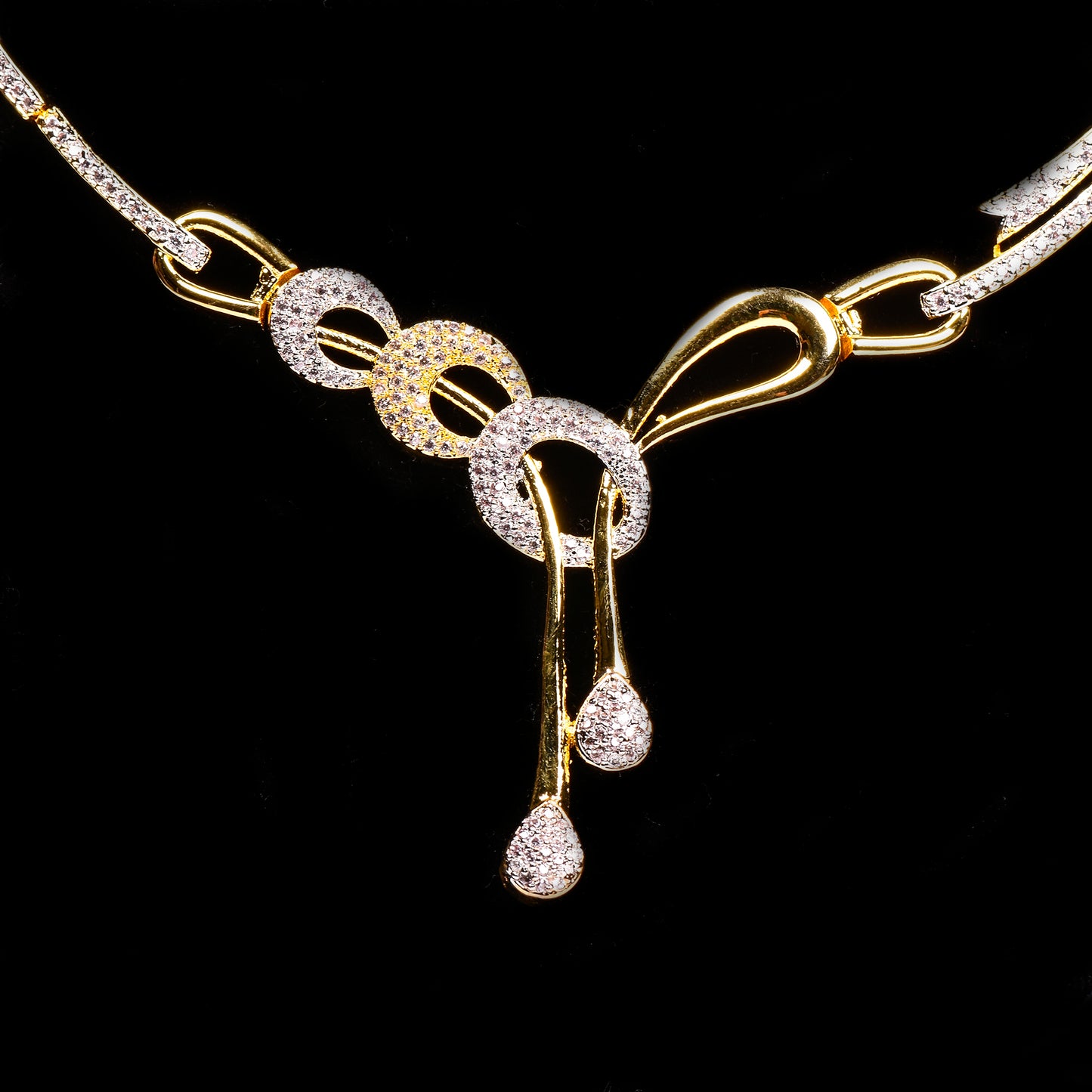 Ornapp Cubic zirconia Thread design Necklace set| Premium range| American diamond set
