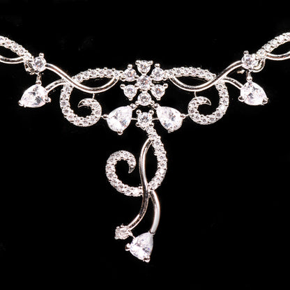 Ornapp Cubic zirconia Flower studded design Necklace set| Premium range| American diamond set