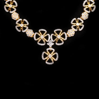 Ornapp Cubic zirconia Flower elegant design Necklace set| Premium range| American diamond set