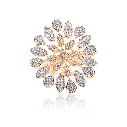 Ornapp Cubic zirconia adjustable leaf design Ring |Premium range| American diamond range
