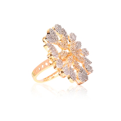 Ornapp Cubic zirconia adjustable leaf design Ring |Premium range| American diamond range