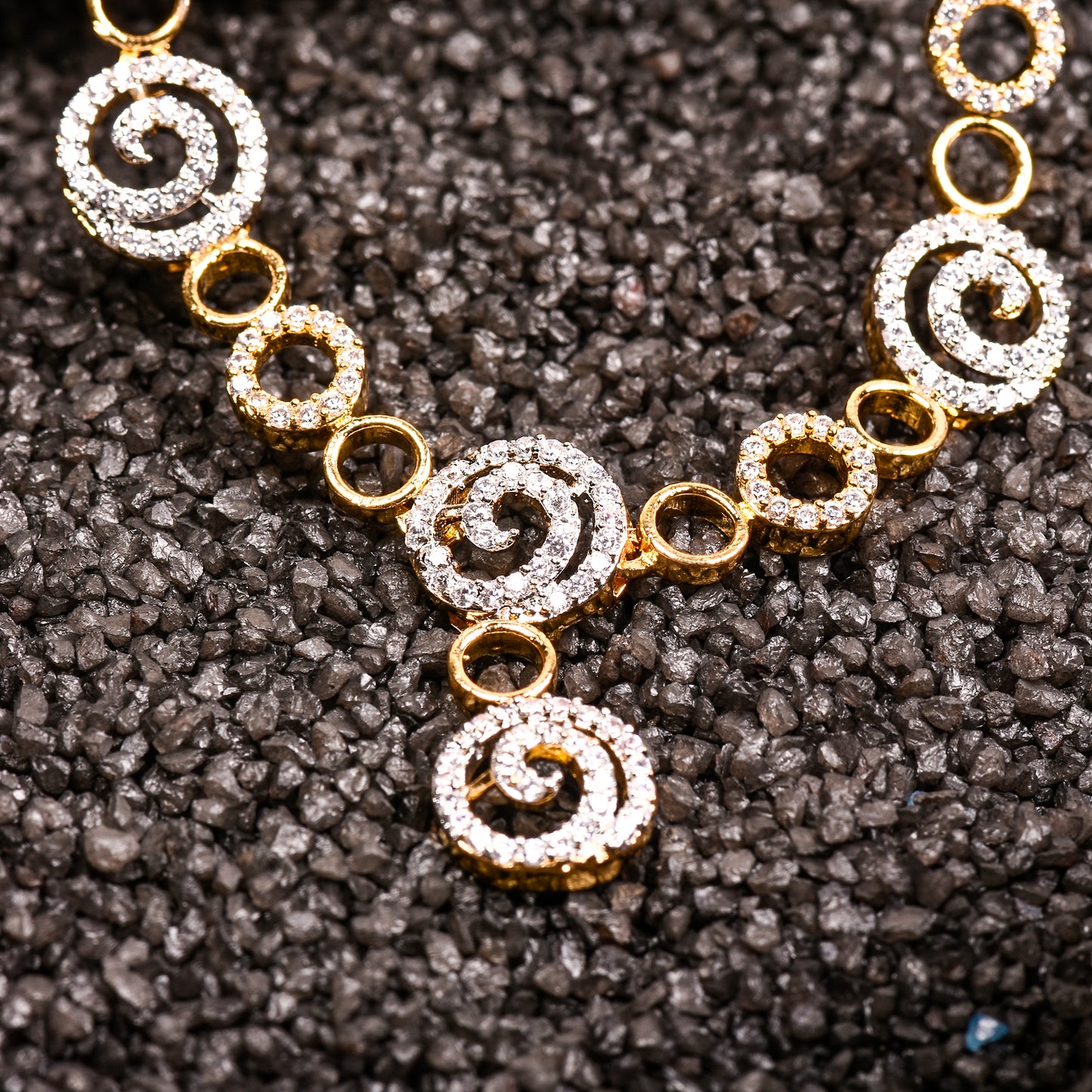 Ornapp Cubic zirconia round design Necklace set| Premium range| American diamond set