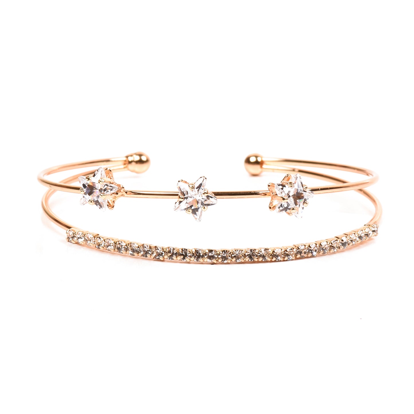 Ornapp Beautiful Golden Star Bracelet with Unique flower design| American diamond studded| Gift for her