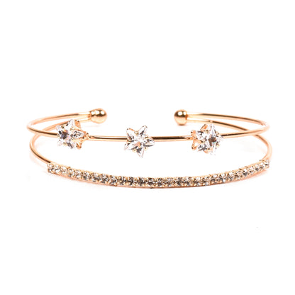 Ornapp Beautiful Golden Star Bracelet with Unique flower design| American diamond studded| Gift for her