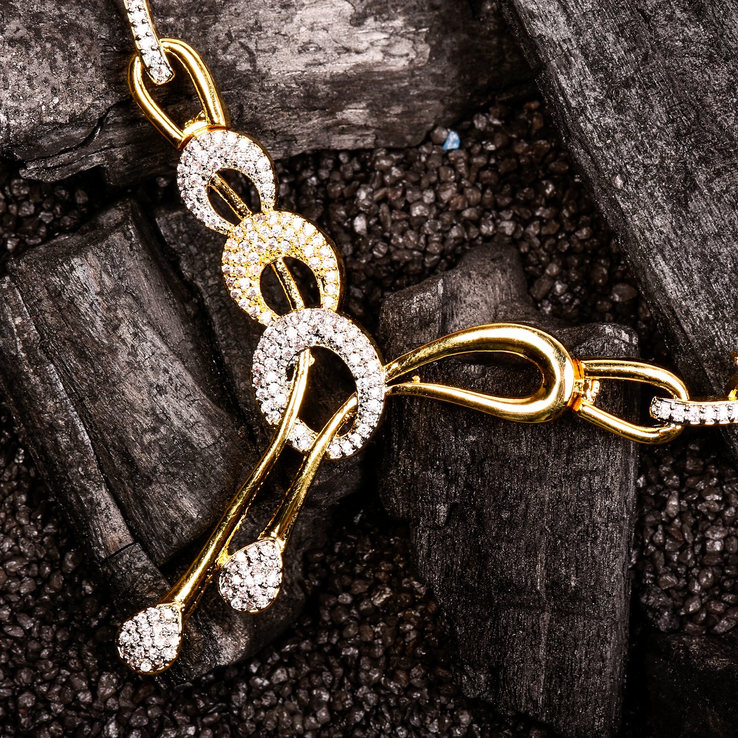 Ornapp Cubic zirconia Thread design Necklace set| Premium range| American diamond set