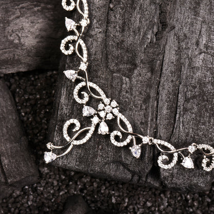 Ornapp Cubic zirconia Flower studded design Necklace set| Premium range| American diamond set