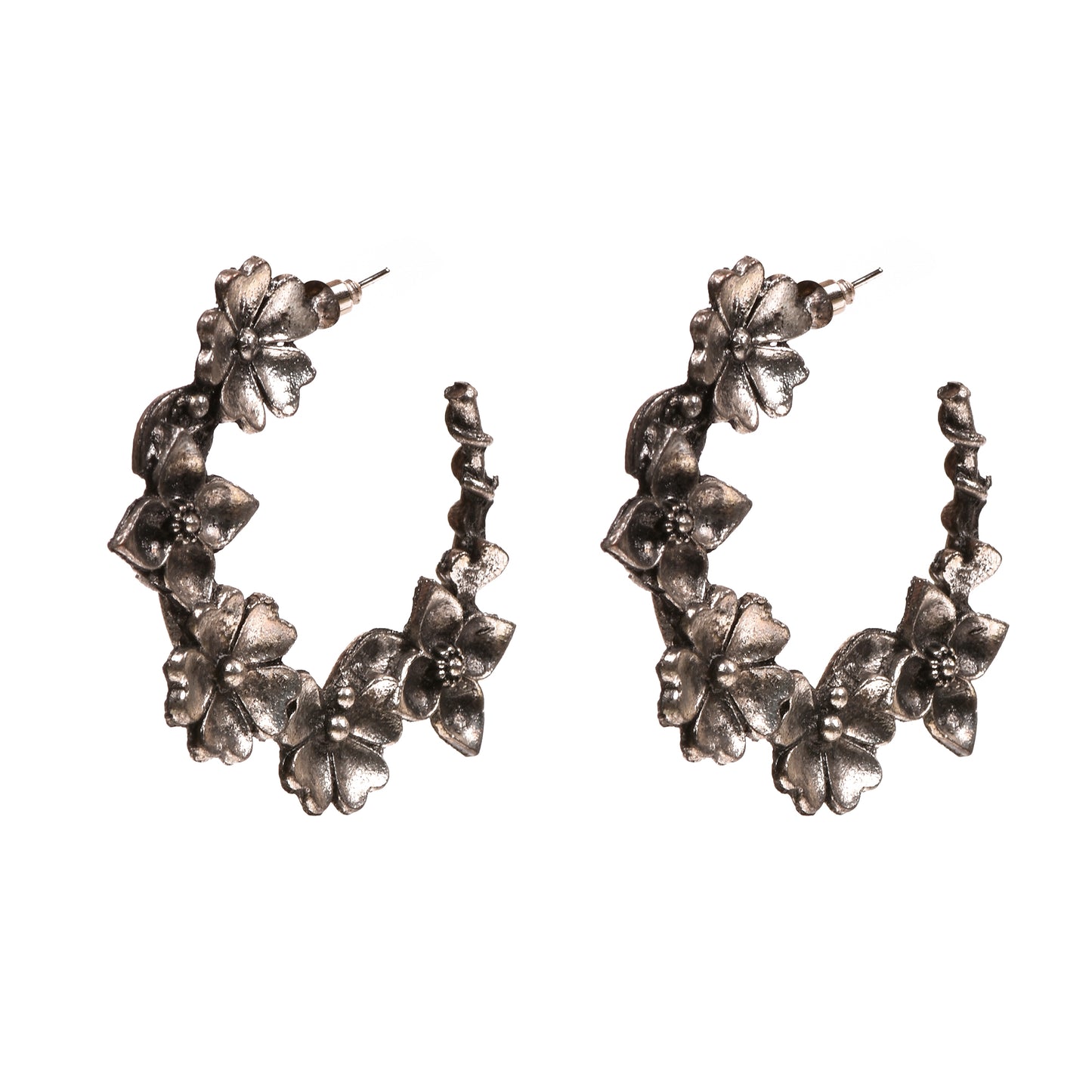 Ornapp Oxidised Flower hoops |Elegant Jewelry| Oxidized Range