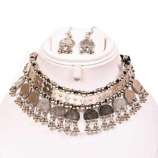 Ornapp Oxidized Semi Choker Necklace with White beats| Mainstream Jewelry| Oxidized Range