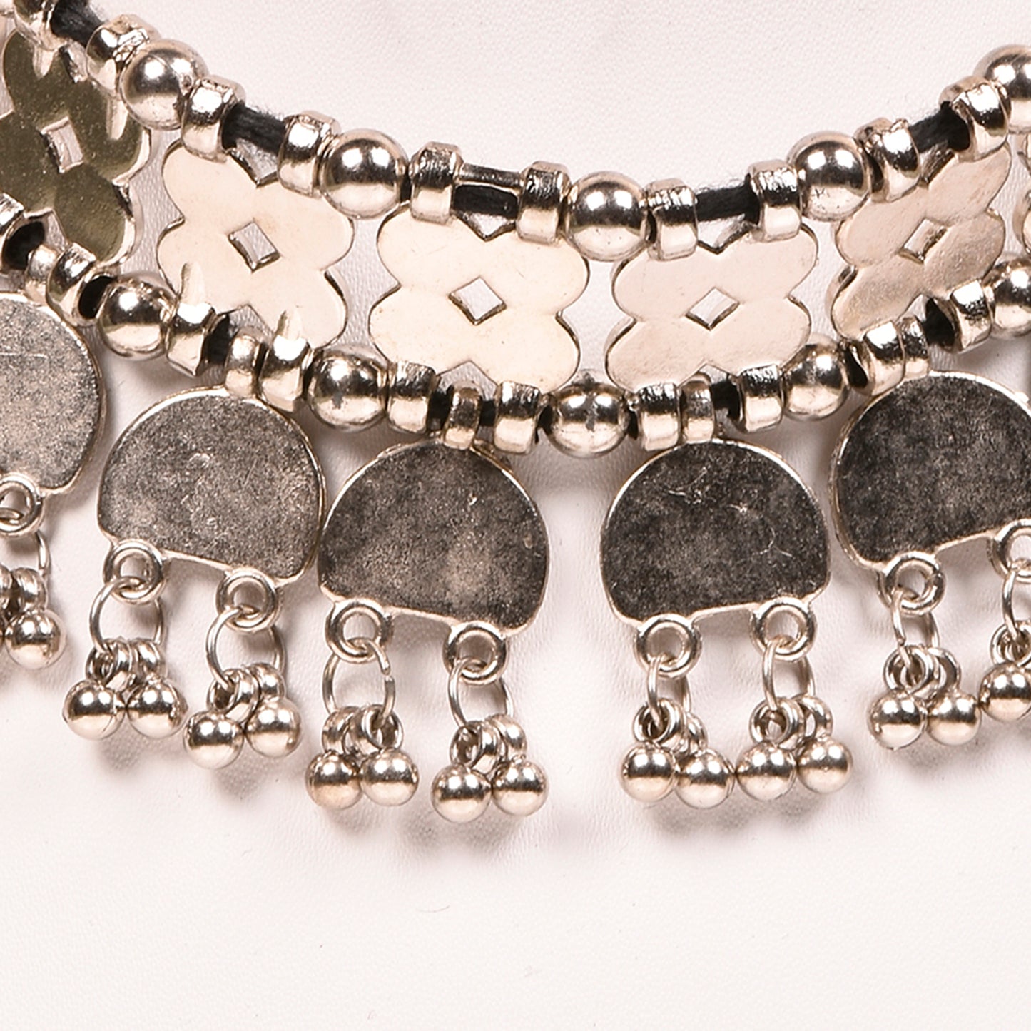 Ornapp Oxidized Semi Choker Necklace with White beats| Mainstream Jewelry| Oxidized Range