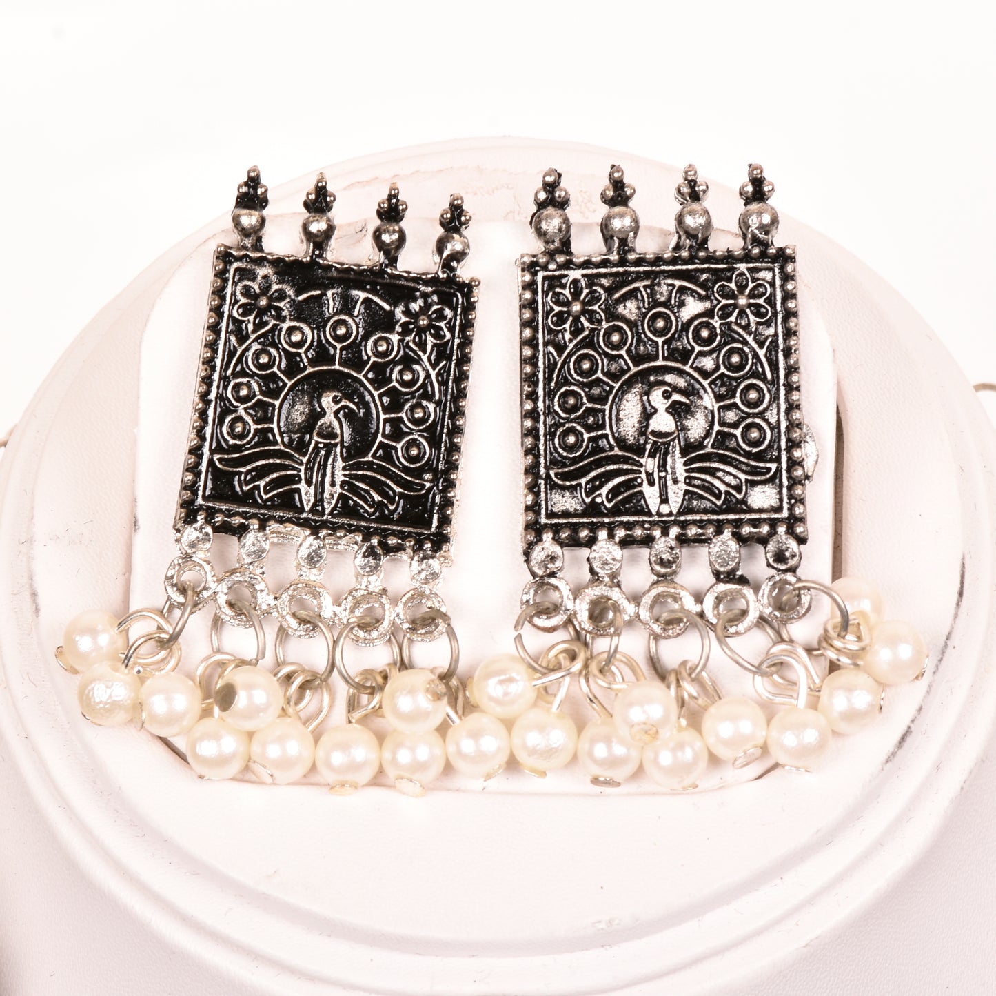 Ornapp Oxidized Choker Necklace with White beats| Mainstream Jewelry| Oxidized Range