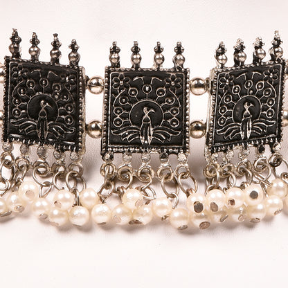 Ornapp Oxidized Choker Necklace with White beats| Mainstream Jewelry| Oxidized Range