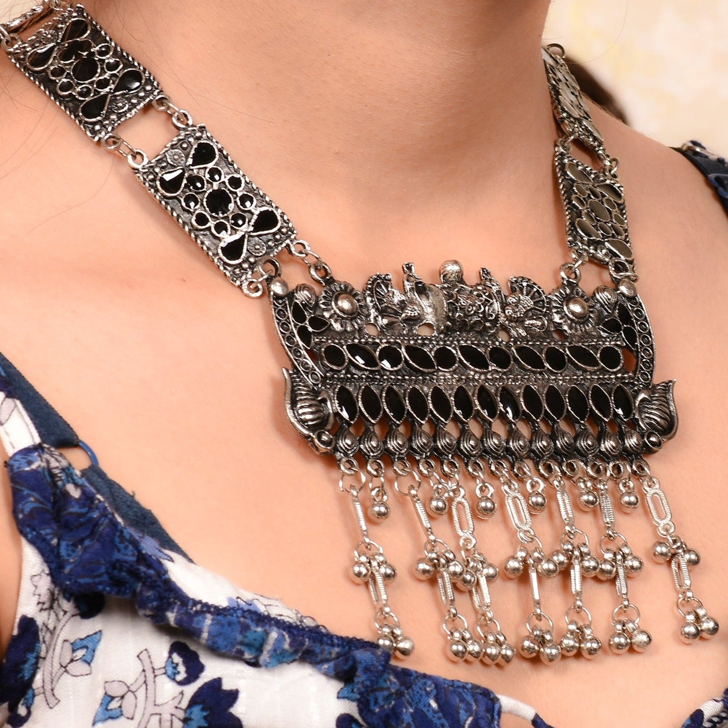 Ornapp Oxidized Black Necklace| Black beats Jewelry| Oxidized Range