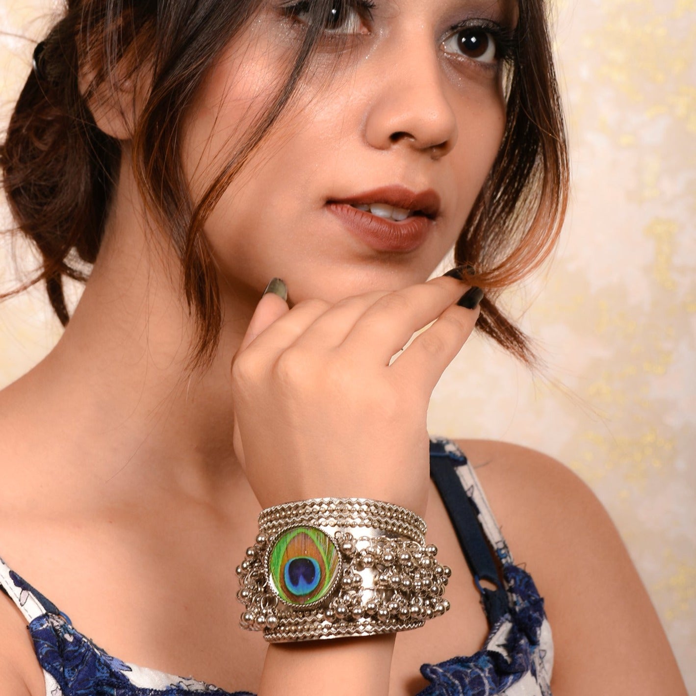 Ornapp Oxidized Krishan ji leaf Bracelet| Mainstream Jewelry| Oxidized Range